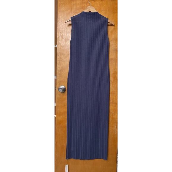 NWT Reformation Arabella Knit Mock Neck Midi Ribbed Dress Sz XS Maxi Blue 90s - Picture 7 of 8